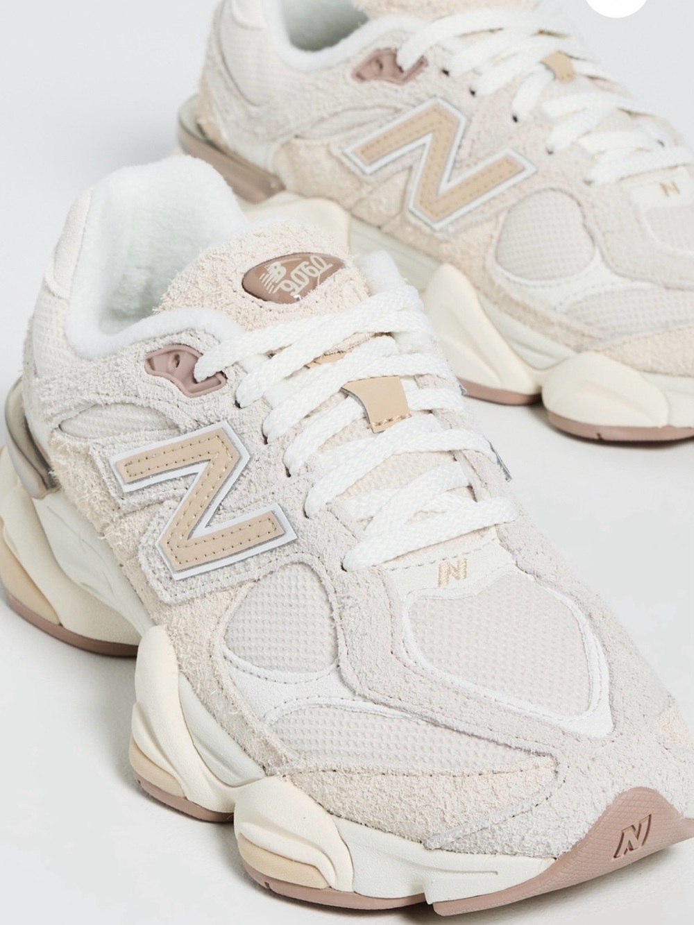 New Balance 9060 Beige Cream Lace-Up Sneakers 7 - Picture 6 of 9